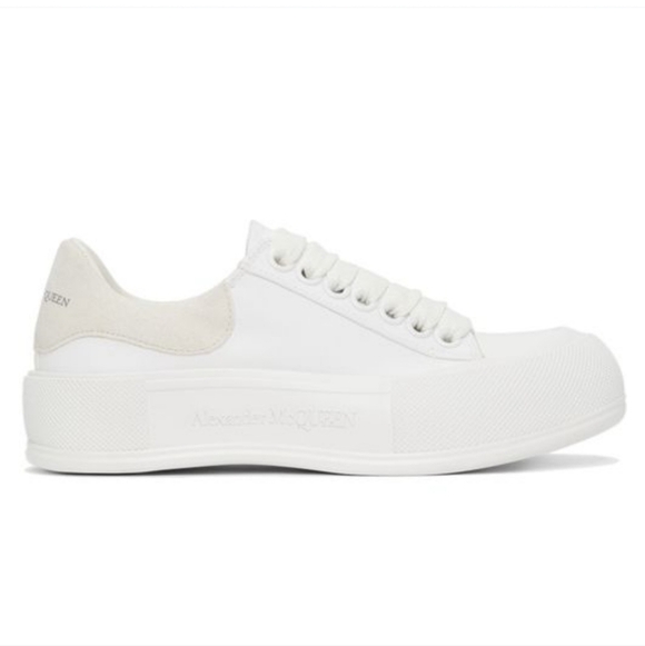 NEW Alexander McQueen Deck Lace-Up Plimsoll White Sneaker - Picture 2 of 9